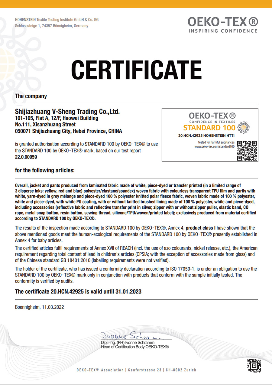 Oeko-tex Certification