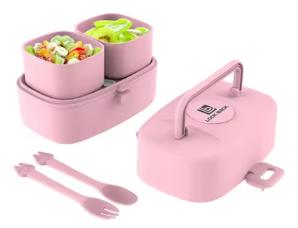 Portable 3-compartment lunch box set, suitable for students' bento boxes, Portable 3-compartment lunch box set, suitable for students' bento boxes